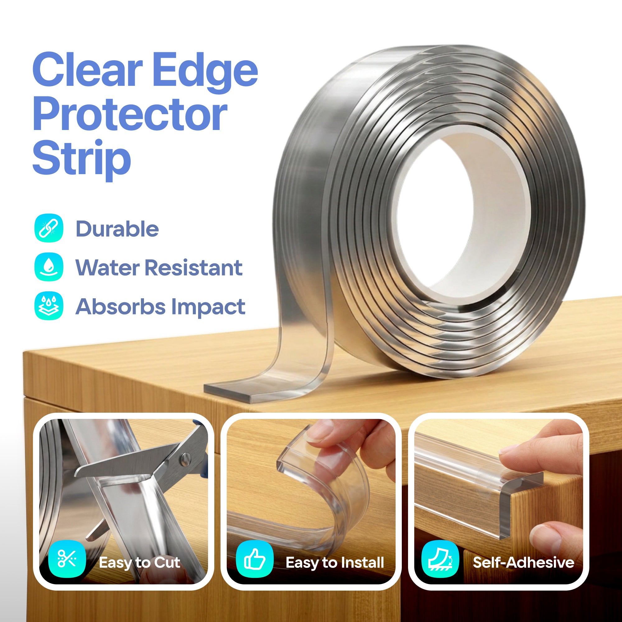 Clear 16ft Furniture Edge and 4 Corner Guards Set