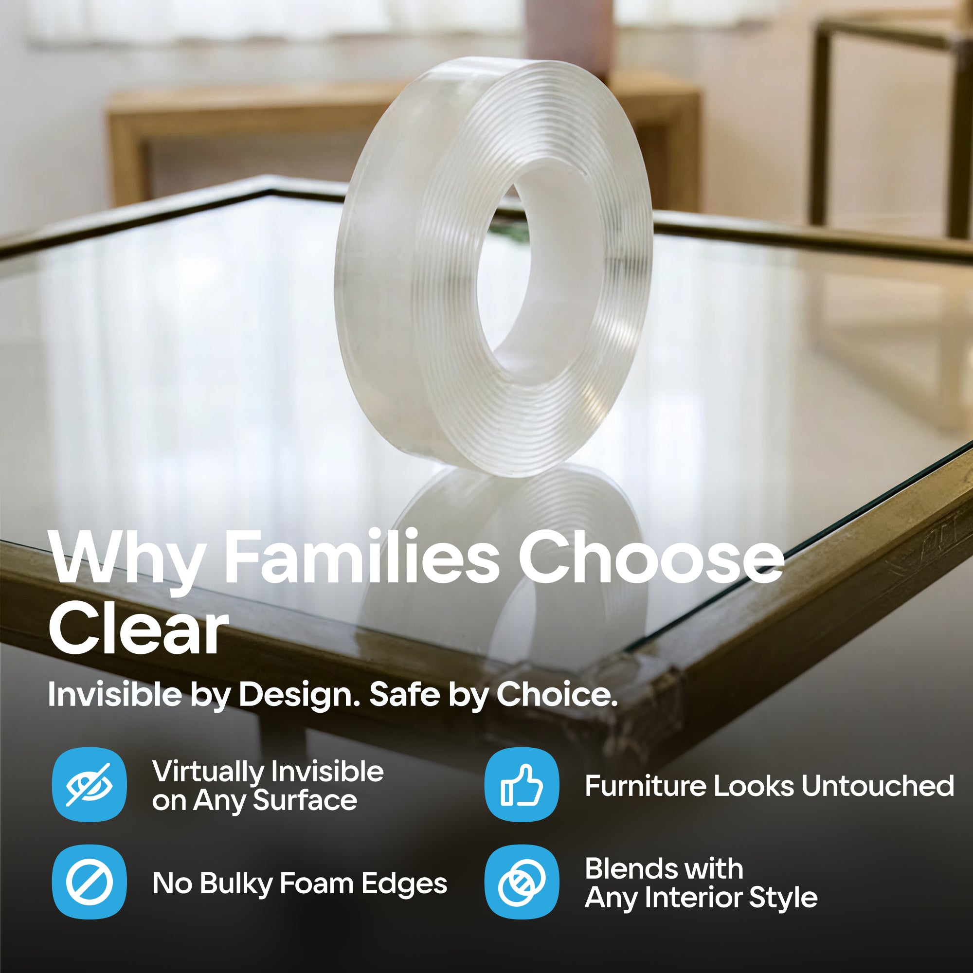 Clear 16ft Furniture Edge Guard for Child Proofing, Transparent, Thick and Soft