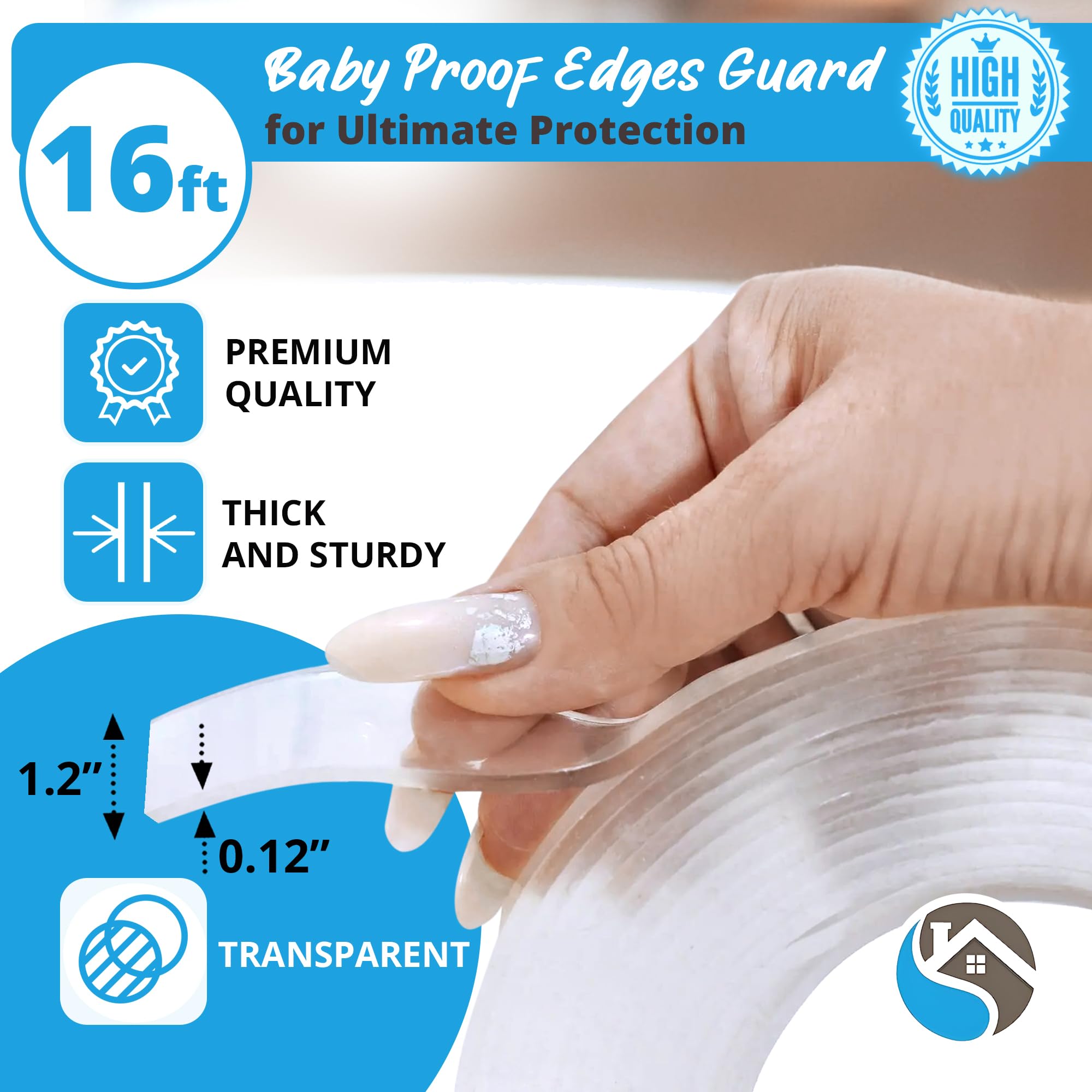Clear 16ft Furniture Edge Guard for Child Proofing, Transparent, Thick and Soft
