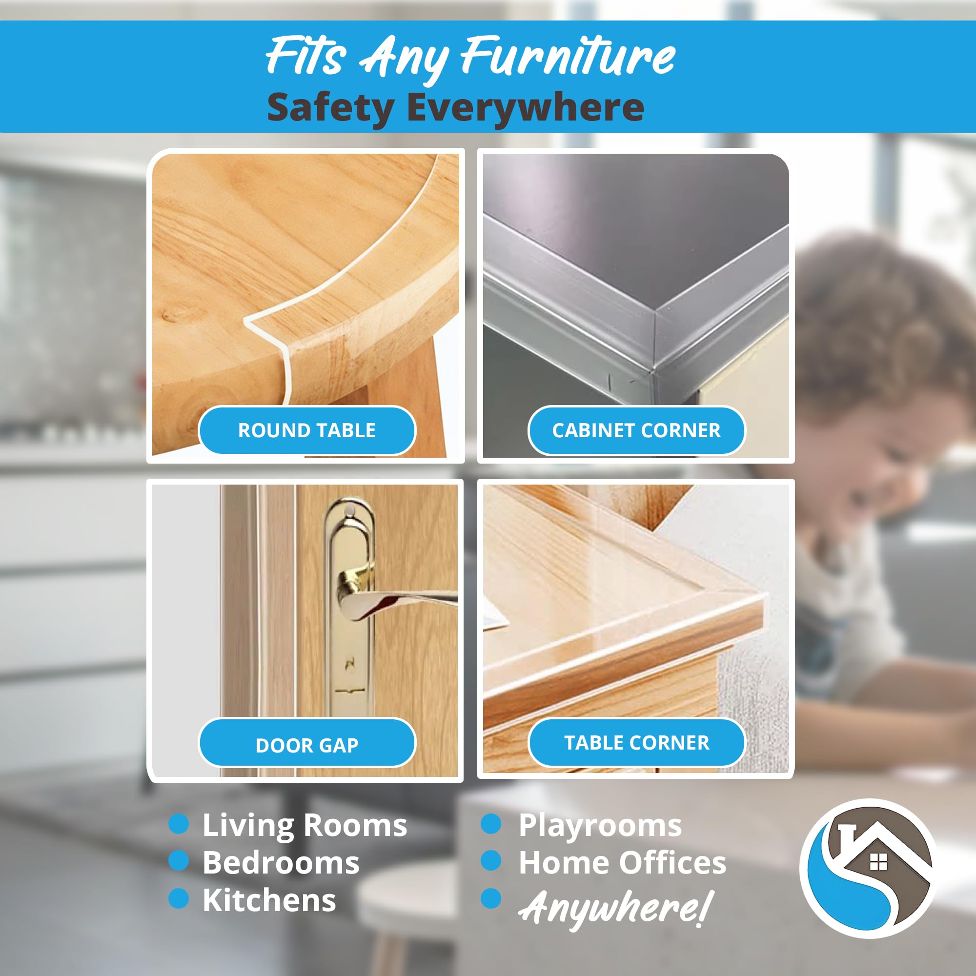 Clear 16ft Furniture Edge Guard for Child Proofing, Transparent, Thick and Soft