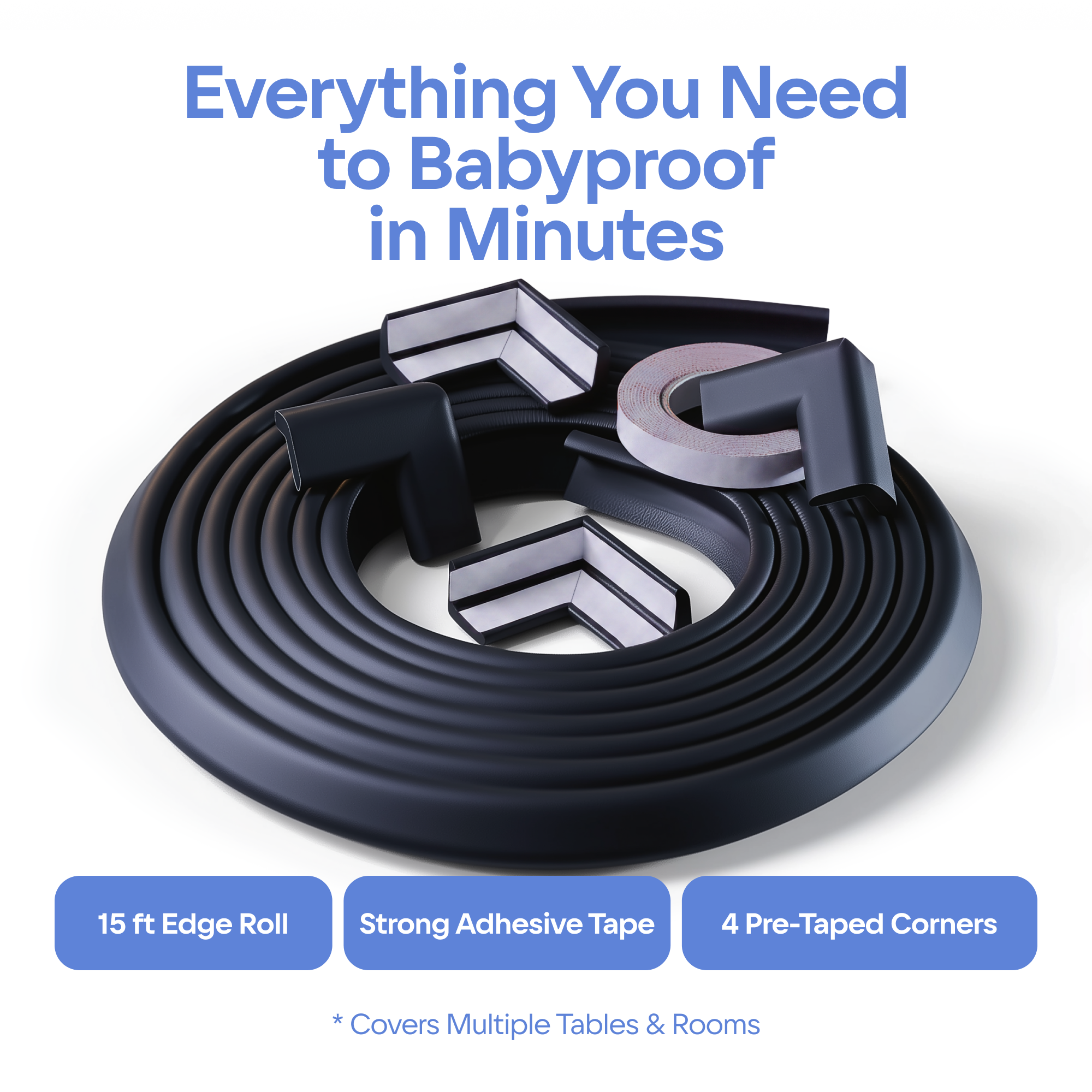 15ft Furniture Edge and 4 Corner Guards Foam Set