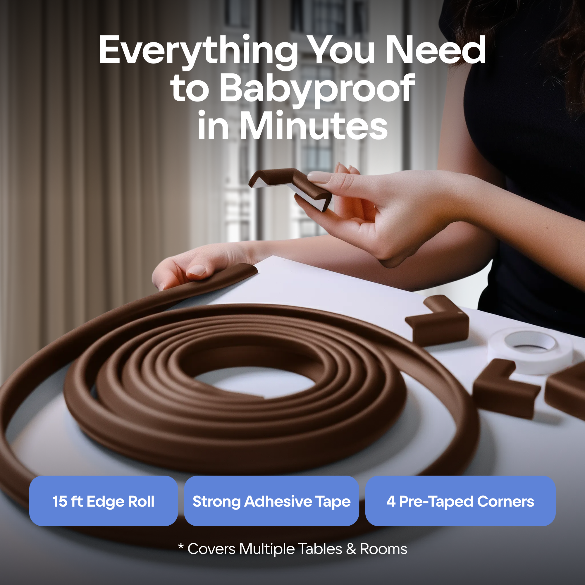 15ft Furniture Edge and 4 Corner Guards Foam Set